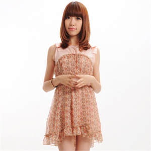 【品牌直供】ranzukiy 2011夏装新款 甜美可爱 碎花荷叶边 女式 雪纺连衣裙