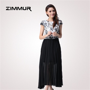 zimmur 夏装 春装 中腰圆领气质优雅 连衣裙 Z12XQW719NC 显瘦