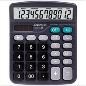 齐心计算器12位双电源太阳能基本型计算器C-837H计算器
