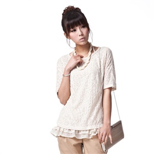 GIULIE 2011新品春装 提花针织宽松两件套女装T恤 女ST-012
