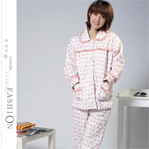靓舒帛 2011秋冬装 女士印花针织夹棉套装家居服 89083