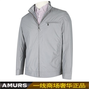 【品牌直供】AMURS爱缪斯 专柜正品 时尚休闲男士夹克衫 灰色夹克 涤纶里料