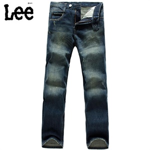 lee 春款 水洗磨白 男士直筒牛仔裤 3161