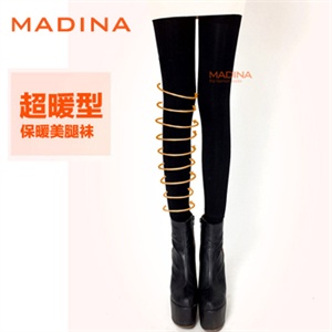 【母亲节】madina 加厚 加绒 绣花 纯色 九分 保暖裤 保暖袜