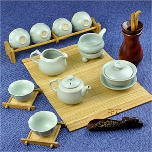 莫耶汝窑风格茶具 功夫茶具套装 天青茶组10入功夫茶组 SCT1111