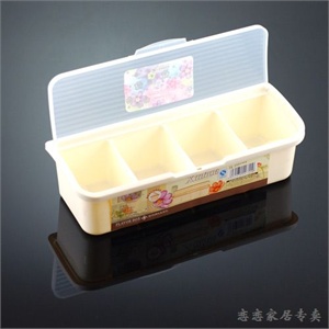 恋恋家居 四格条纹调味盒