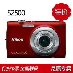 尼康 S2500 数码相机+4G存储卡+专用包+读卡器+液晶贴膜+原装电池