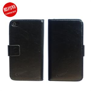 苹果iphone4gs手机套4gs手机套保护套钱包款左右开皮套(黑色)