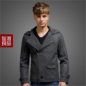 诠渡良品 修身夹棉休闲呢大衣 81729