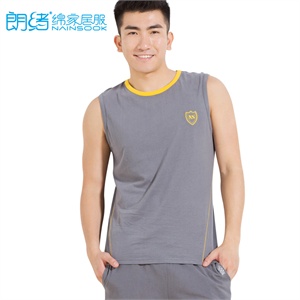 朗绪 2012夏新款男纯棉数字印花无袖运动套装家居服睡衣 222369