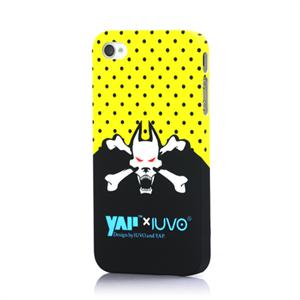 美国IUVO X YAP地下潮牌 iPhone 4S 4超薄保护壳 送膜 黄点骷髅