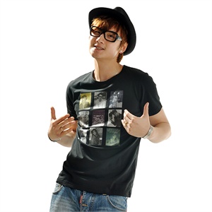 【品牌直供】活动2011夏装 新款 男式圆领欧美明星烫画修身短袖T恤 短TP1035