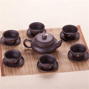 唯茶工坊宜兴*茶具套装扁圆仿古 国色天香