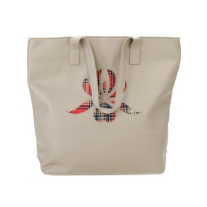 Sisley 希思黎米色仿皮布艺LOGO大挎包(05240)