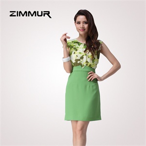 zimmur 夏装 春装 修身高腰知性 连衣裙 Z12XQQ742GC 显瘦