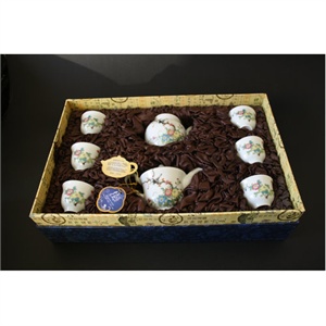 （包邮）成艺静心壶8入茶具套装-粉彩菊花