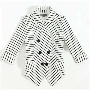 2011秋装新品 OL精品加厚条纹双排扣 修身气质 短外套
