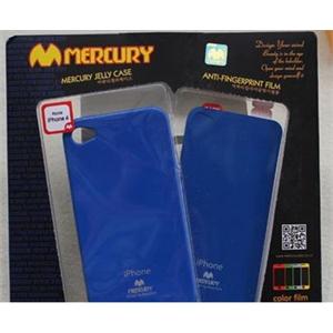 韩国mercury iphone 4 苹果 手机套 保护壳+彩色贴纸 套装 蓝色
