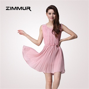 ZIMMUR 夏装 春装 中腰简约优雅雪纺 连衣裙 Z12XQC672PZ 显瘦