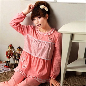 雪俐shirley 春季新品女士纯棉长袖睡衣家居服套装82125