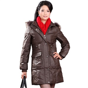 恒源祥羽绒服新品 女士中长款修身 高贵气质 罗纹袖厚实保暖8603