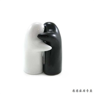 恋恋家居 黑白拥抱调味瓶 塑料