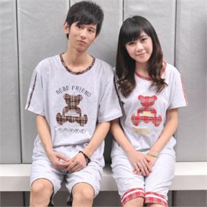 韩琦丝 2011夏装 针织纯棉短袖可爱小熊情侣睡衣套装8814-8815