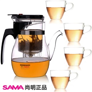 尚明正品G-04 进口玻璃飘逸杯 高档4人用茶具套装 礼品组盒装