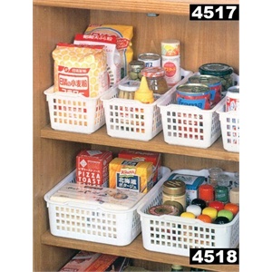 【日本进口】INOMATA食品收纳筐(白色窄长型) 4517