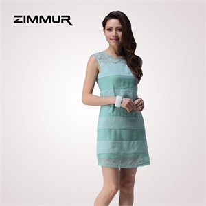zimmur 夏装 春装 手工订珠宽松腰 连衣裙 Z12XQX717GC 显瘦