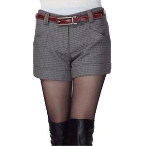 女裤细千鸟纹西装短裤职业装