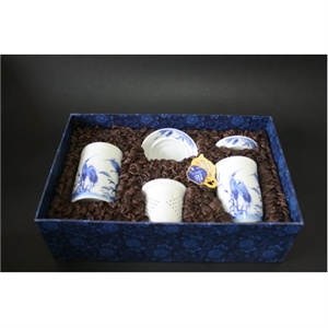 （包邮）成艺瓷把四件杯3号茶叶罐茶具套装-祥鹭
