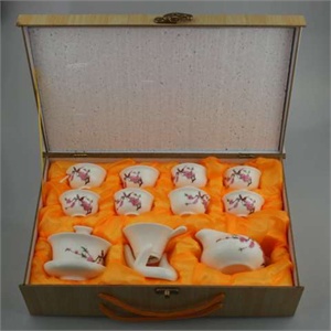 瑞恒逸品精品玉瓷木盒12头功夫茶具套装(喜上眉梢)