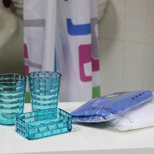 京彩家居浴室套装（毛巾2条+肥皂盒+亚克力漱口杯2个）