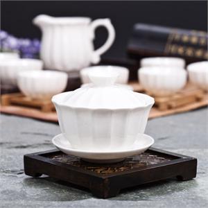 唯茶工坊德化瓷10头莲花瓣功夫茶具套装001（白色）