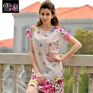 雪俐shirley 夏季新品睡衣女士时尚斑点睡裙家居服 3355