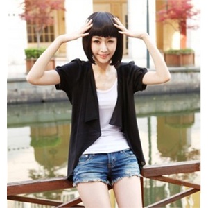 【女装新品直销】2012夏女装韩版压褶短袖衬衫衬衣雪纺防晒衫