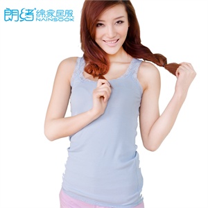 朗绪2012女爆款热卖蕾丝罗纹拼接背心全棉蕾丝性感百搭背心222321