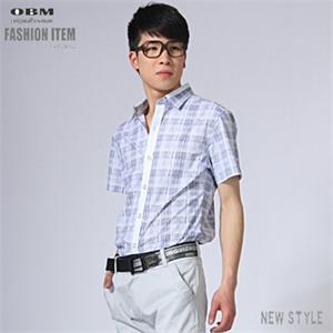 【品牌直供】originalboyman夏男衬衫纯棉格子男休闲短袖衬衫DC007