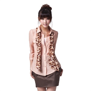 GIULIE 春装新品2011时尚韩版反领蝴蝶结领巾修身麻棉衬衫S-011