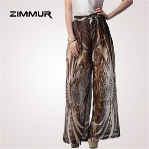 zimmur 夏装 春装 时尚中腰阔腿裤 长裤 Z12XKZ070KC 显瘦