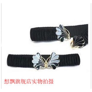 时尚女士腰带 蝴蝶松紧弹力宽腰带 女式孔雀结 装饰腰带腰封