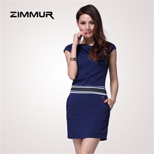 zimmur 夏装 春装 简约中腰修身连衣裙 Z12XQC596B5 显瘦