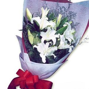 送花网鲜花速递 4朵香水百合 三八节鲜花预订 龙岩花店送花