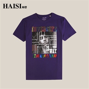 【品牌直供】HAISI 嗨思 新款时尚外国帅哥纯棉短袖T恤 S1TE58