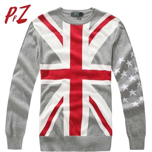 【品牌直供】PPZ 男装 时尚英国国旗圆领毛衣 男ct-0110027