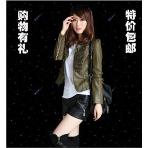 多拉链2012新款春装 韩版小夹克机车皮衣大码短款女皮衣女装外套