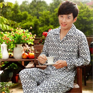 雪俐shirley 春季新品纯棉男士长袖睡衣家居服套装88529
