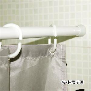京彩铝合金伸缩浴帘杆+180*200cm海港黑涤纶防水浴帘(内赠C型环)