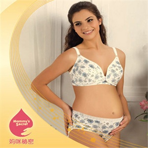 妈咪秘密 前开扣哺乳印花文胸75B 白色
